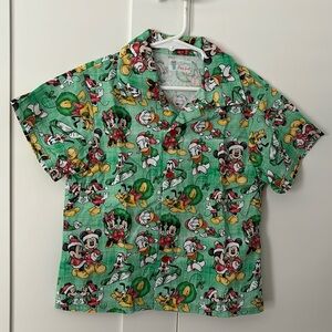 WORN ONCE Disney Minnie and Mickey Holiday Button Shirt